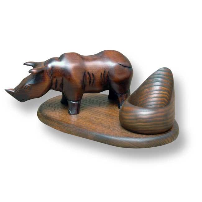 Подставка под курительную трубку со скульптурой носорог