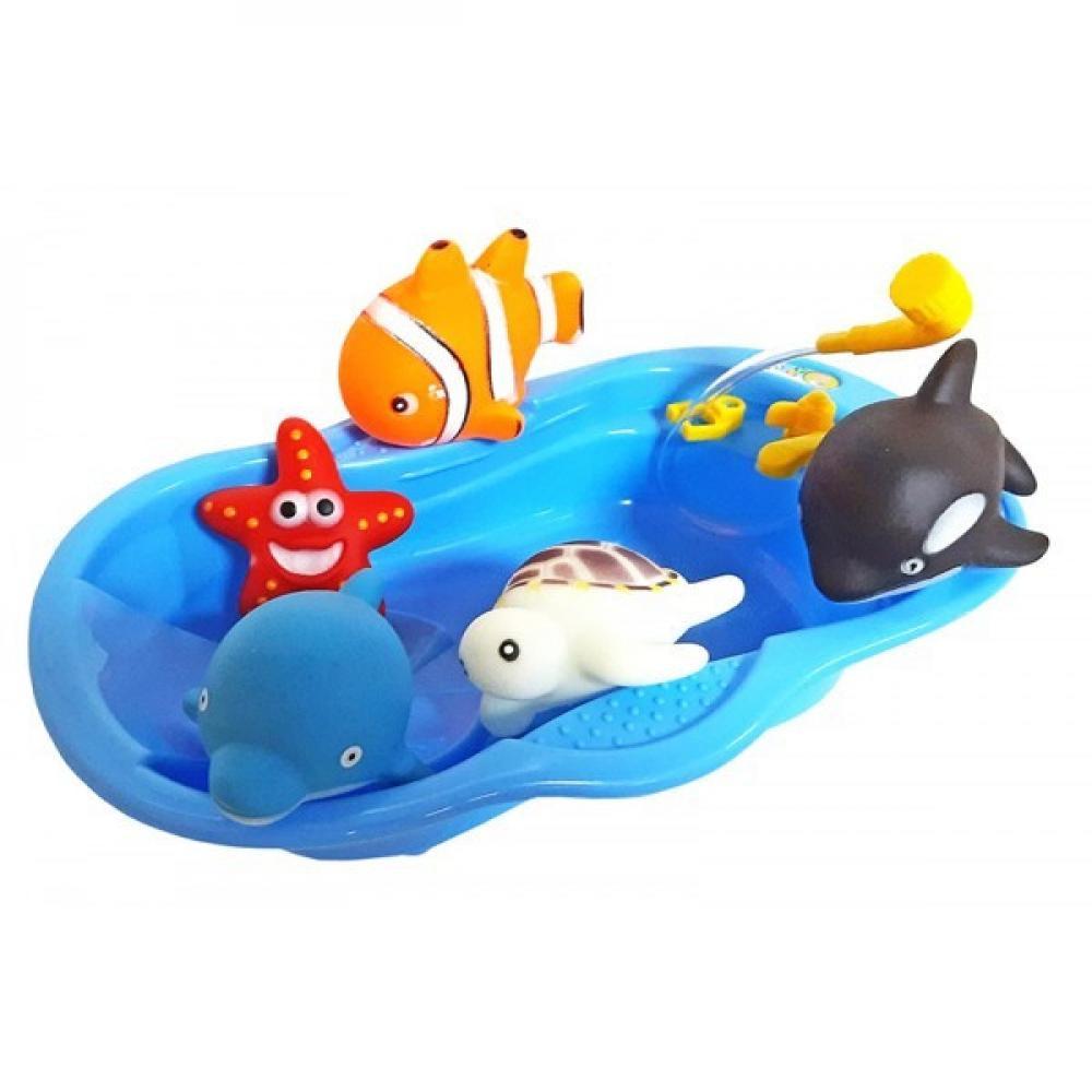 Игрушки для купания Морской мир с ванночной в пакете 605-4