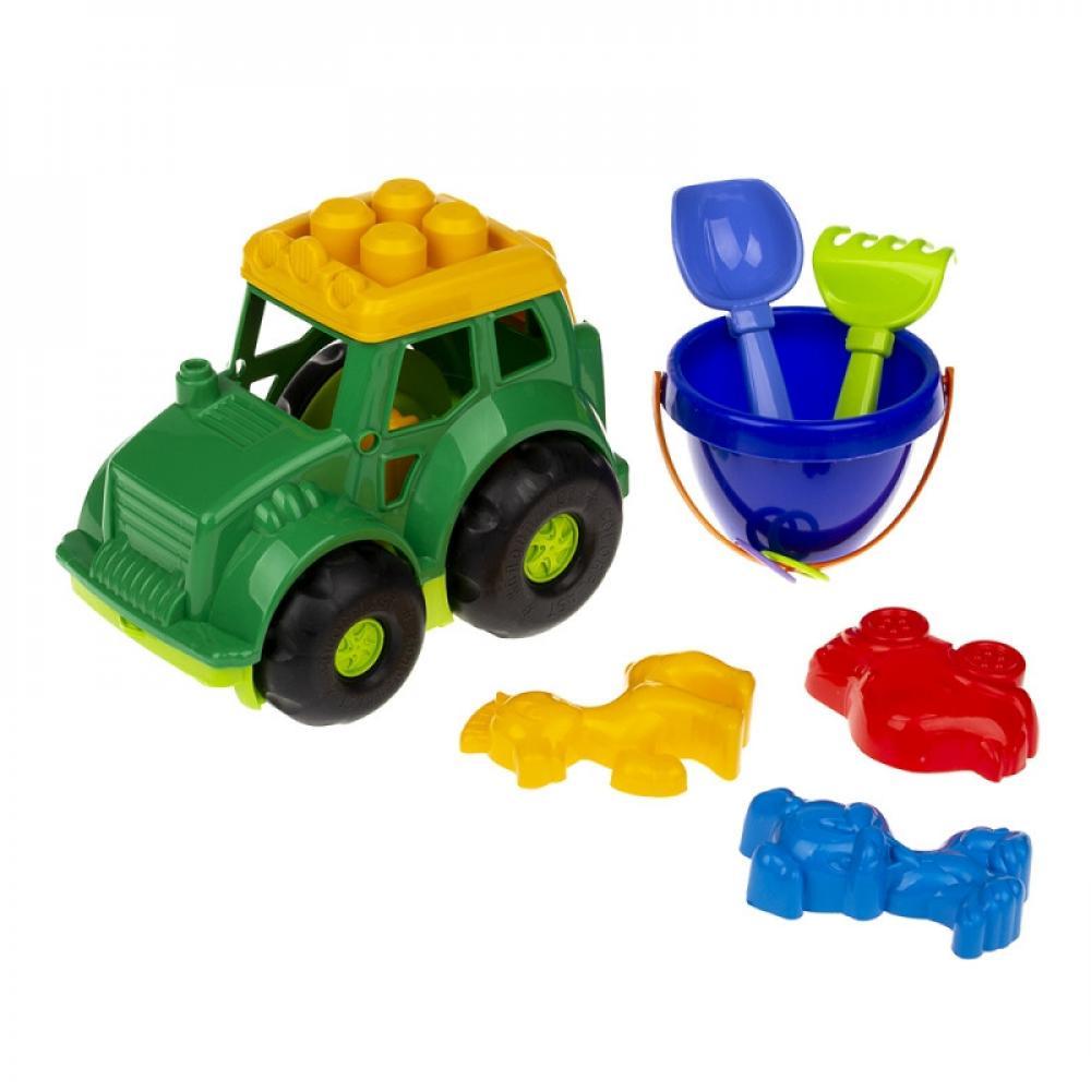 Песочный набор Трактор Кузнечик №3 Colorplast 0220 Зеленый