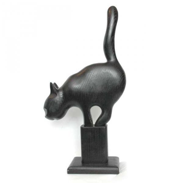 Скульптура Кот охотящийся черный