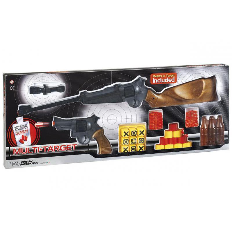 Игрушечные ружьё и пистолет Edison Giocattoli Multitarget набор с мишенями и пульками 629/22