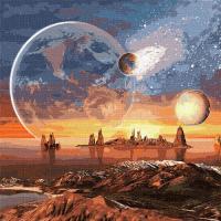 Картина за номерами Космічна пустеля з фарбами металік Ідейка KHO9541 50х50 см