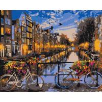 Картина за номерами. Brushme Захід сонця на вуличці Амстердама GX21031, 40х50 см