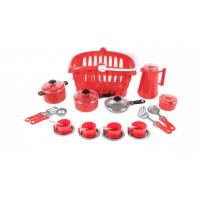 Игровой набор посуды Иришка 134OR с корзинкой Красный