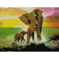 Алмазная мозаика «Слониха с детенышем» Strateg HX211 30х40 см