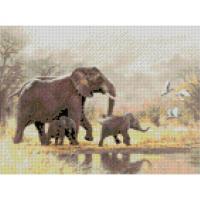 Алмазная мозаика «Семья слонов» Strateg HX321 30х40 см