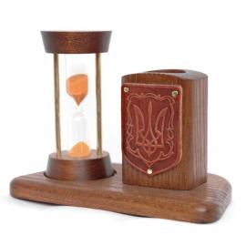 Пісочний годинник з Тризубом на підставці для олівців і ручок 5 хвилин