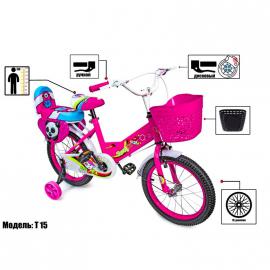 Велосипед 16 SHENGDA Pink T15, Ручной и Дисковый Тормоз