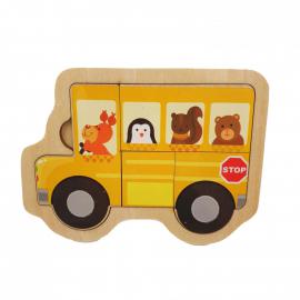 Дерев'яна іграшка Пазли MD 2283 Жовтий автобус
