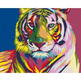 Картина за номерами. Тварини, птахи Тигр поп - арт» 40х50см. KHO2436