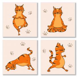 Набор для росписи по номерам. Полиптих Yoga-cat KNP010 4шт 18*18