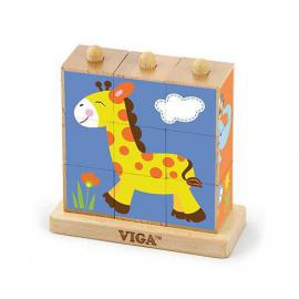 Пазл-кубики вертикальний Viga Toys Сафарі 50834