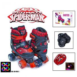 Комплект ролики-квади + захист + шолом. р.29-33. Spiderman. Світяться колеса і шолом!