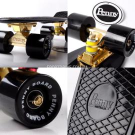 Penny Board Black. Logo. Золота підвіска! Сяючі і матові чорні колеса!