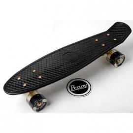 Penny Board Black. Logo. Золота підвіска! Сяючі і матові чорні колеса!