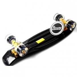 Penny Board Black. Logo. Золота підвіска! Сяючі і матові чорні колеса!