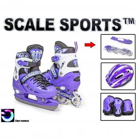 Комплект ролики-ковзани 2в1 Scale Sport Фіолетовий, розмір 29-33