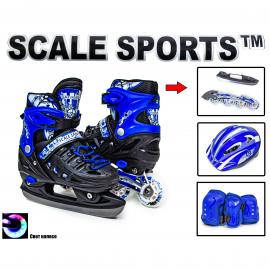 Комплект ролики-ковзани 2в1 Scale Sport Синій, розмір 34-37