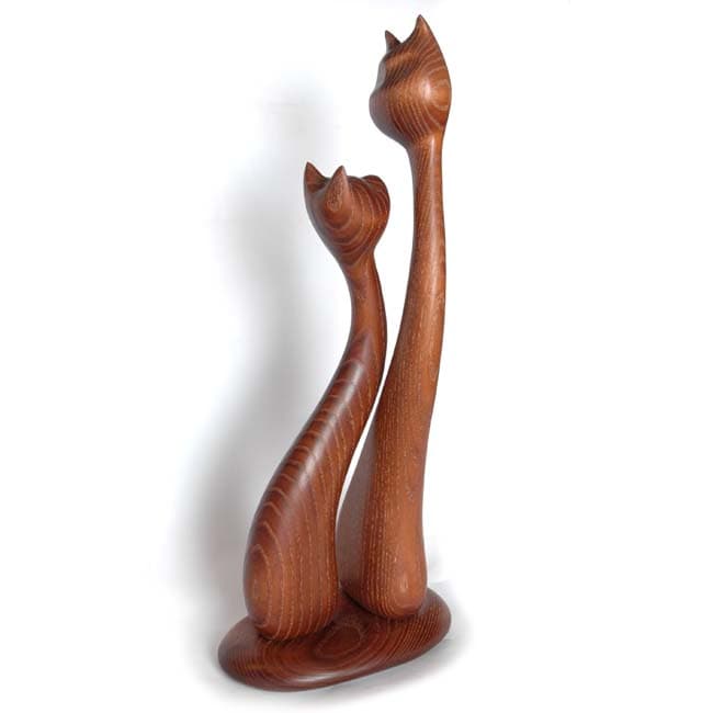 Скульптура Кот с кошкой коричневые