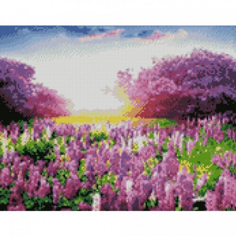 Алмазная мозаика Поле фиолетовых цветов Strateg FA40198 40х50 см
