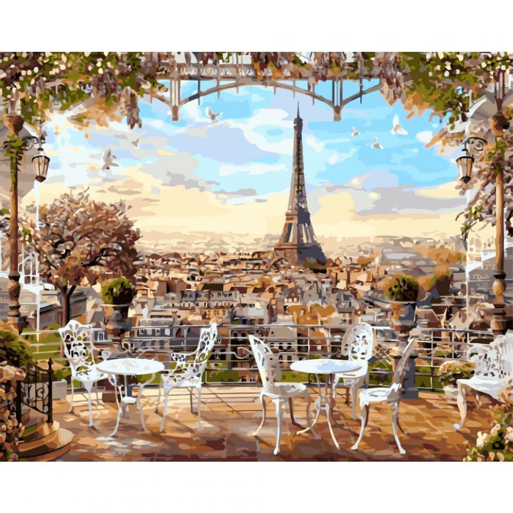 Картина по номерам. Brushme Кафе с видом на Эйфелеву башню GX8876, 40х50 см