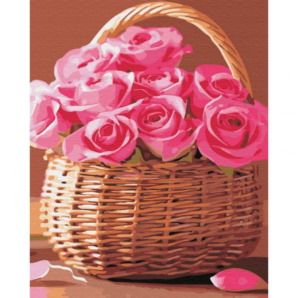 Картина за номерами. Brushme Кошик рожевих троянд GX34808, 40х50 см