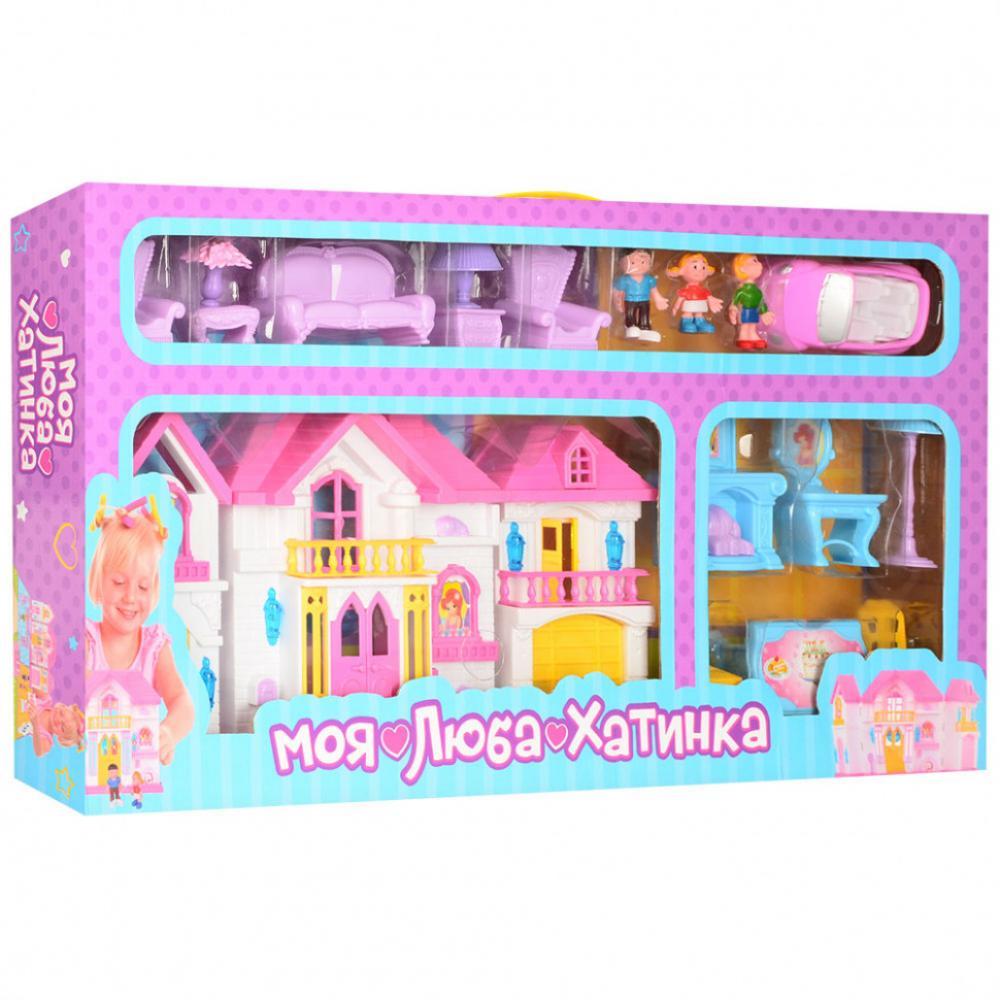 Іграшковий будиночок для ляльок WD-922 з меблями та машинкою Блакитний