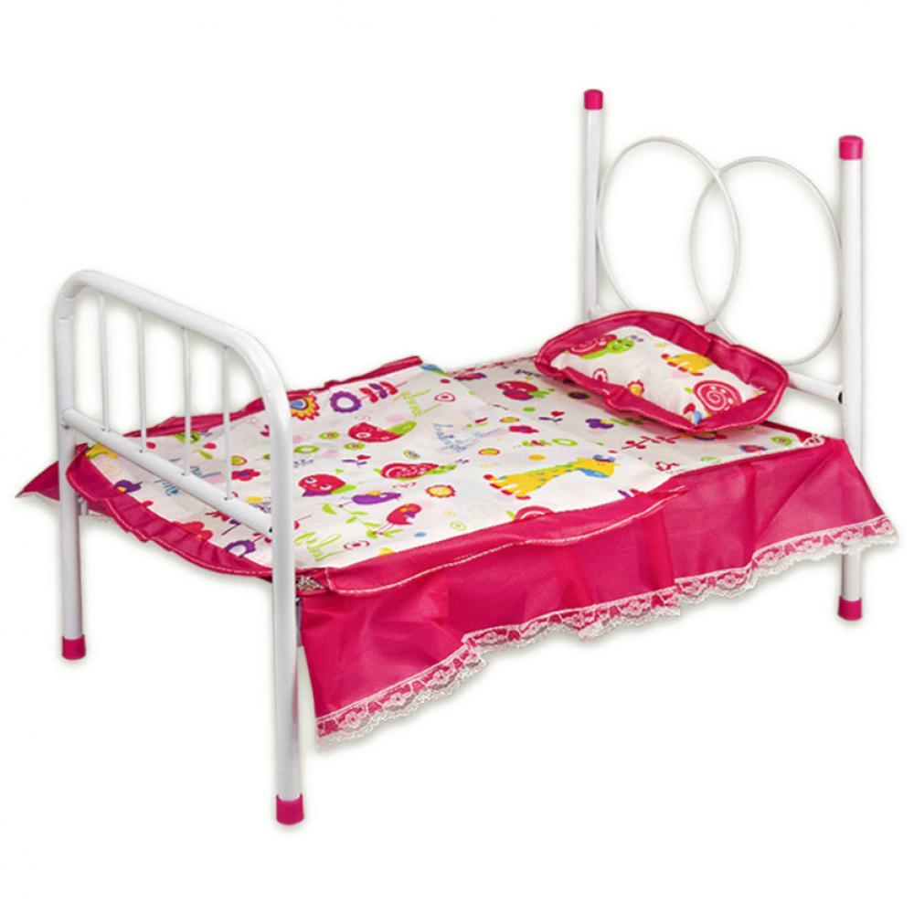 Кроватка для кукол с постельным бельем 881-1 металлическая
