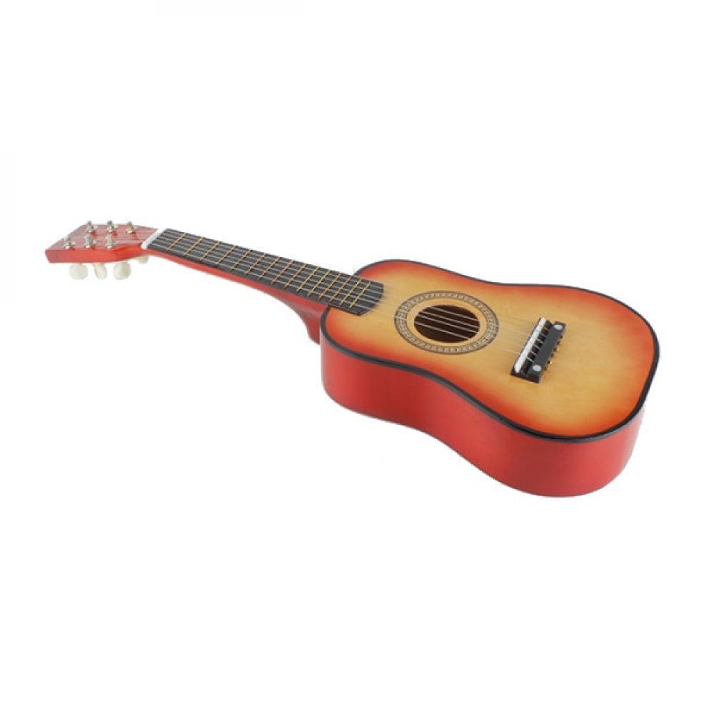 Игрушечная гитара с медиатором M 1369 деревянная Оранжевый