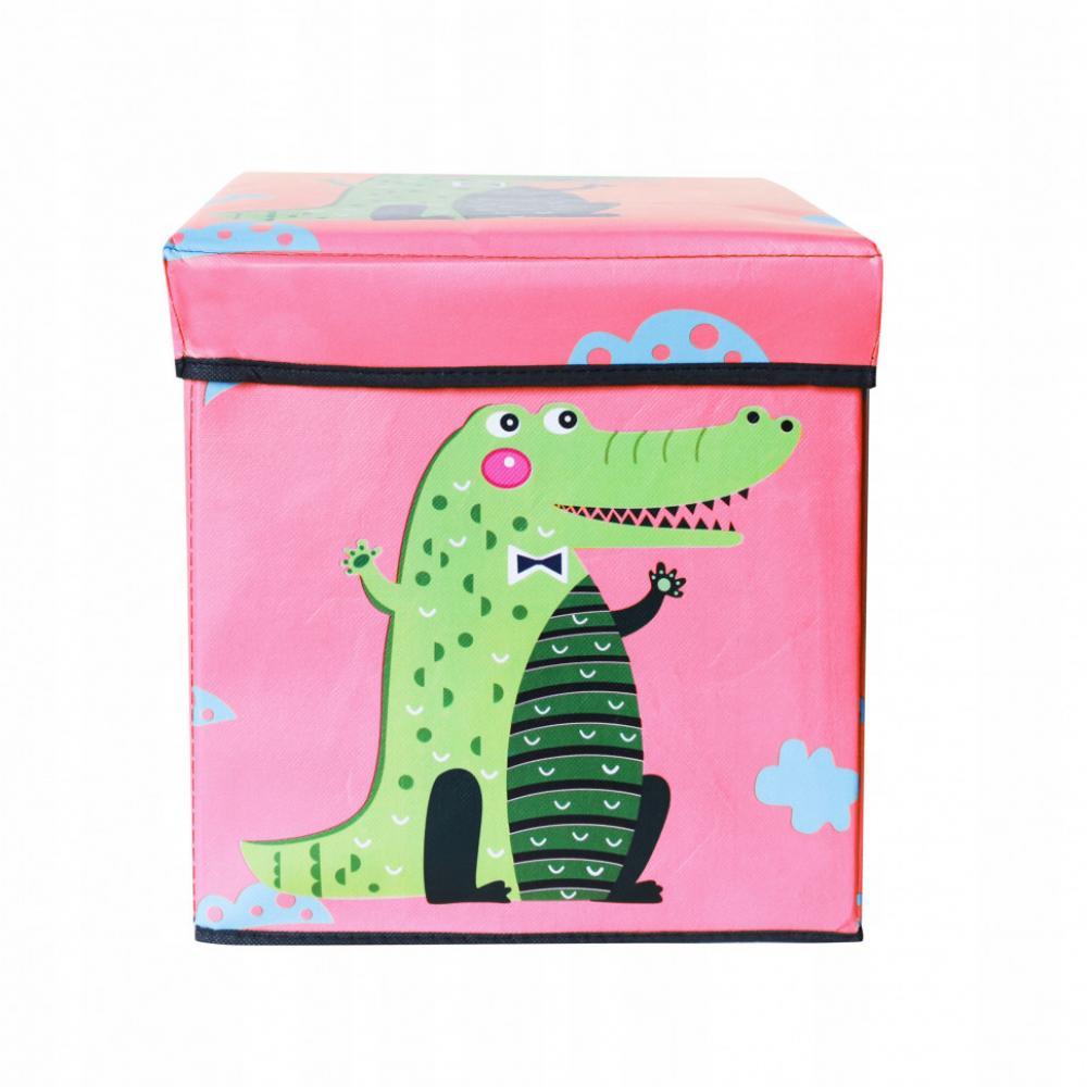 Коробка-пуфик для игрушек Крокодил MR 0364-1, 31-31-31 см Pink