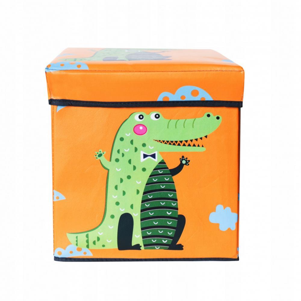 Коробка-пуфік для іграшок Крокодил MR 0364-1, 31-31-31 см Orange