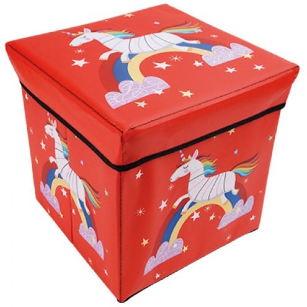 Коробка-пуфик для игрушек Единорог MR 0364-3, ,31-31-31 см Красный