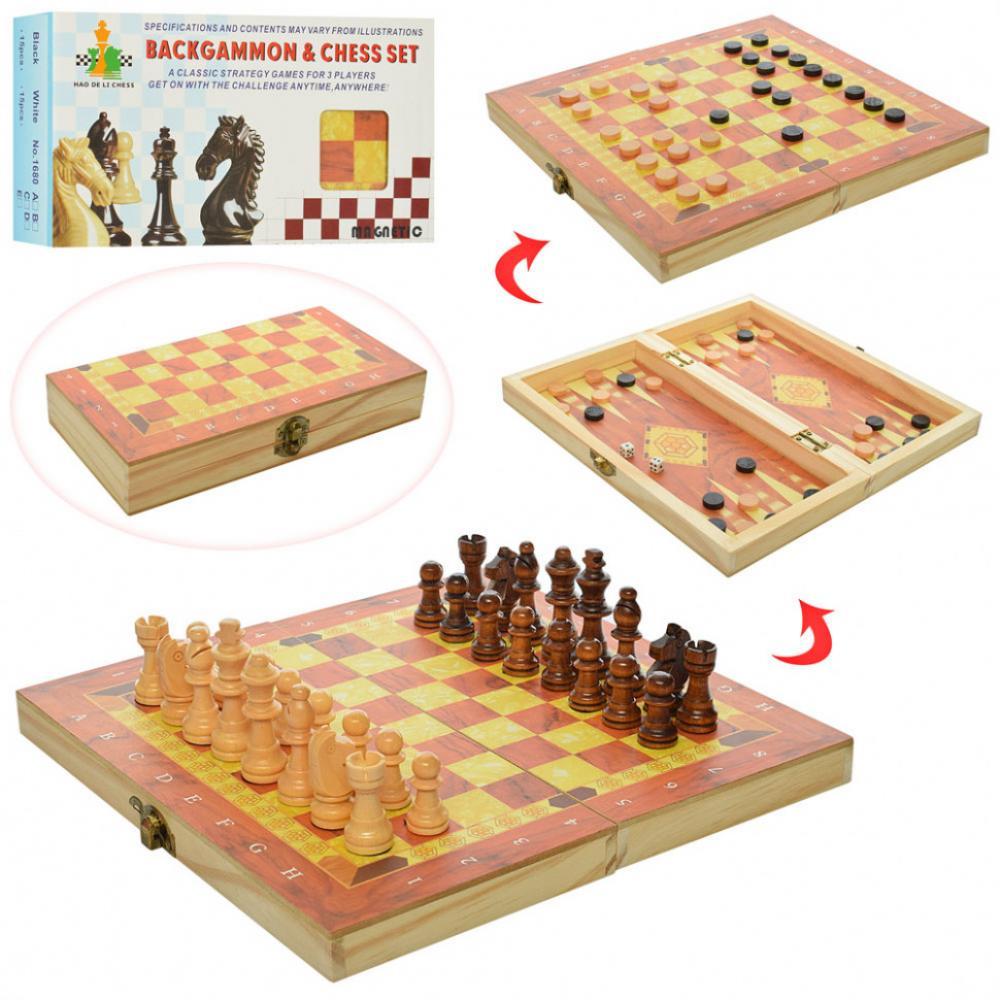 Настільна гра Шахи 1680 з шашками та нардами Класичний стиль