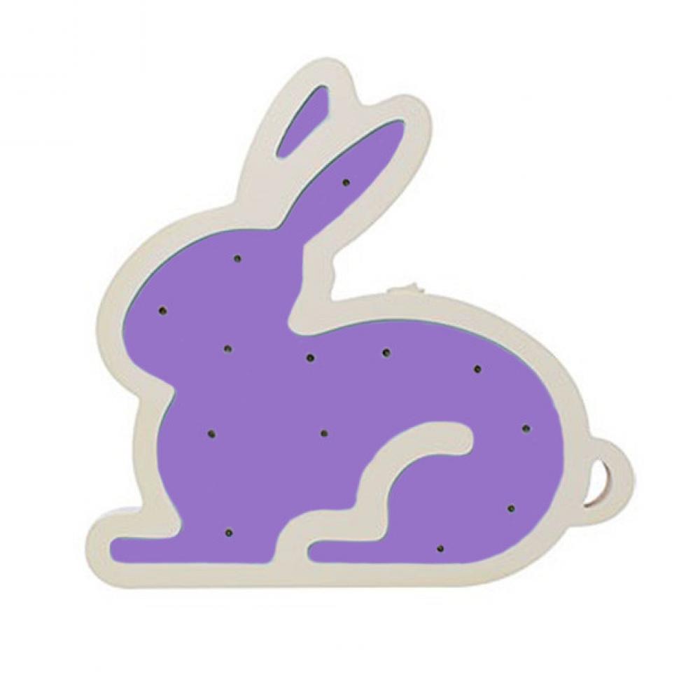 Деревянная игрушка Ночник MD 1566 на батарейках Фиолетовый Кролик
