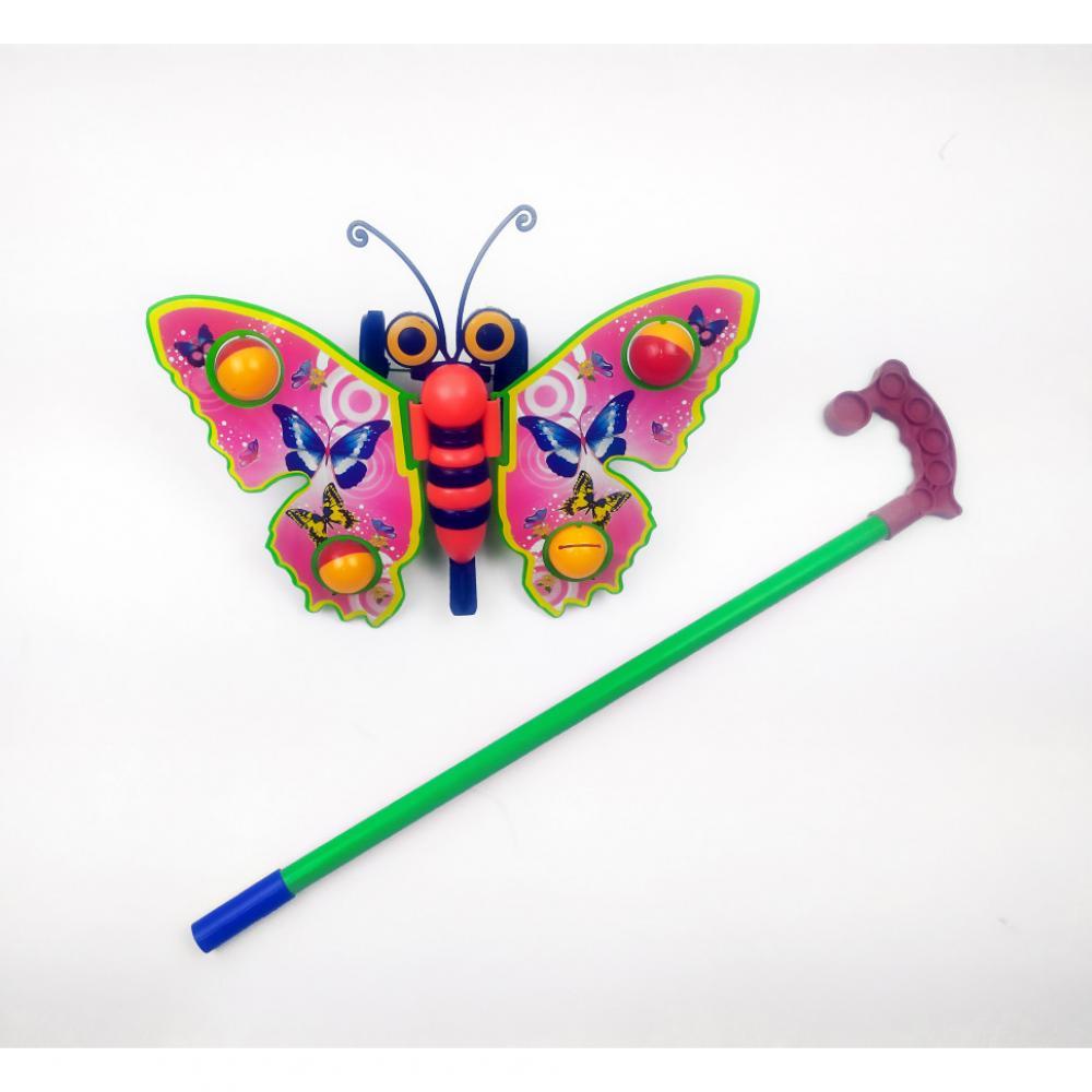 Дитяча каталка на паличці Метелик 305 махає крилами Рожевий