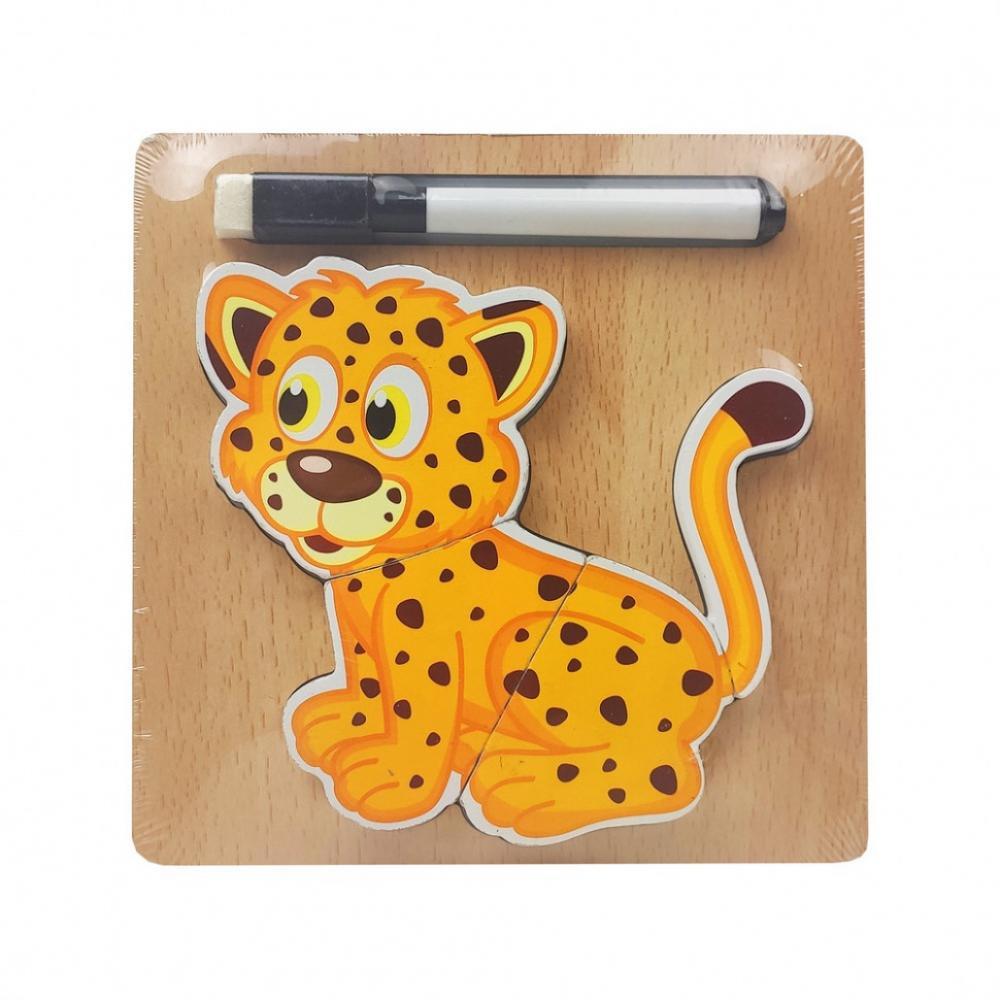 Деревянная игрушка Пазлы MD 2525 маркер, досточка для рисования Тигр