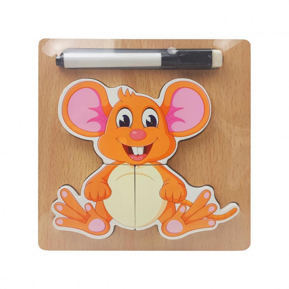 Деревянная игрушка Пазлы MD 2525 маркер, досточка для рисования Мышь