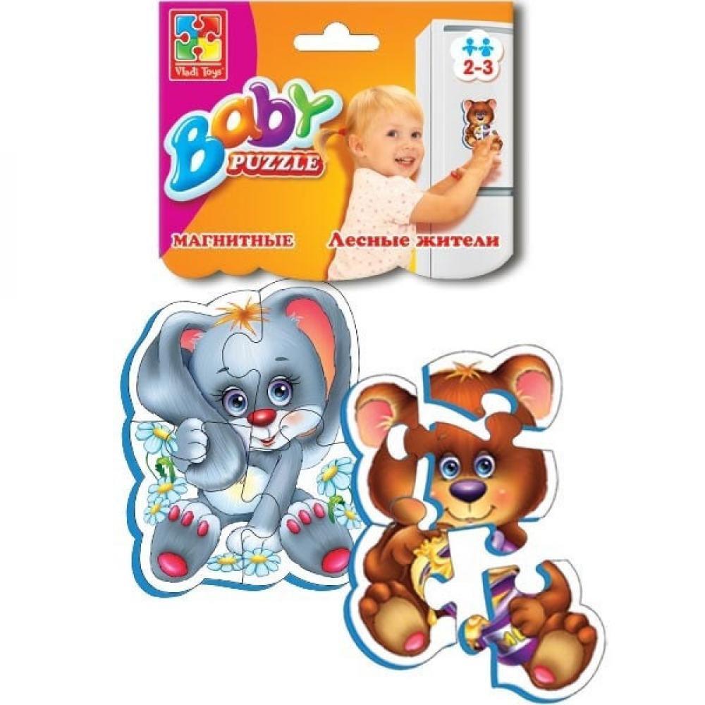 Дитячі пазли на магніті «Лісові жителі» Baby-Puzzle VT3208-03, 2 пазли, 9 деталей.