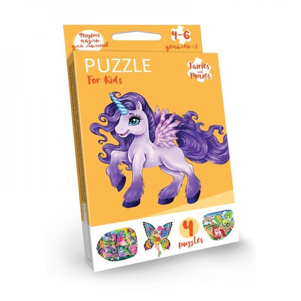 Детские развивающие пазлы Puzzle For Kids PFK-05-12, 2 картинки Единорог фиолетовый