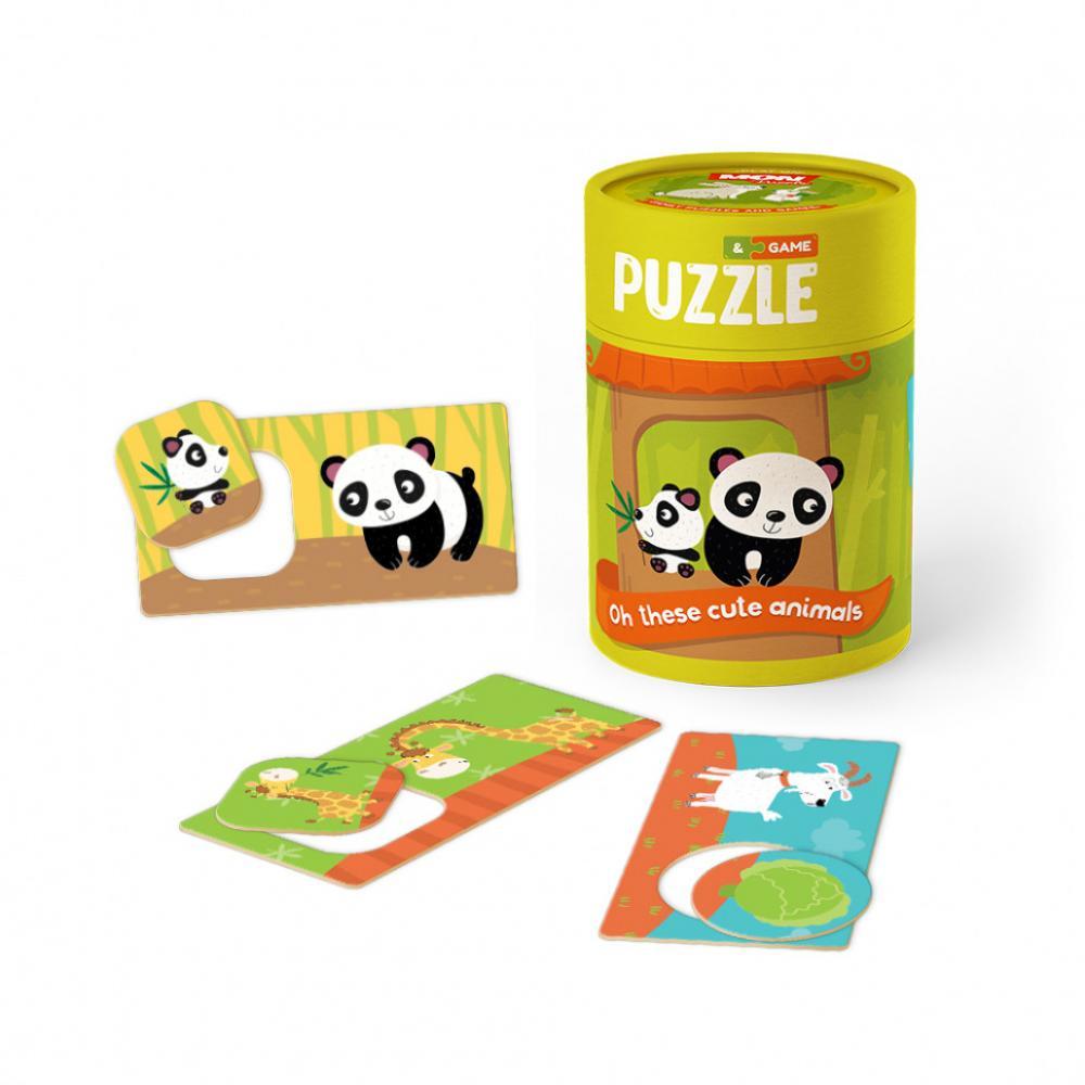 Развивающий пазл с игрой Mon Puzzle Зоология для Малышей. Хвостатые Друзья 200109, 12 двусторонних пазлов