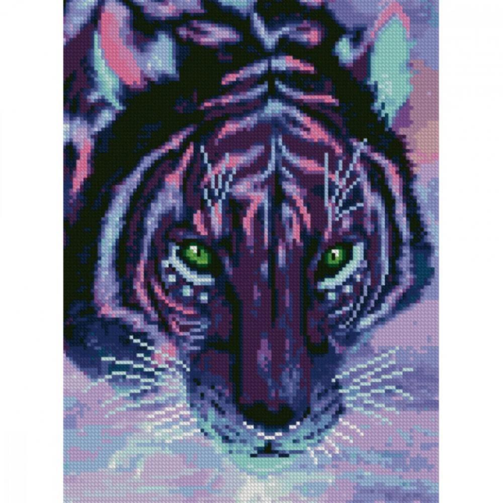 Алмазна мозаїка Фіолетовий тигр Strateg HX132 30х40 см