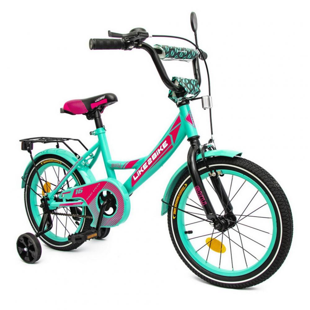 Велосипед детский 2-х колесный 16'' 211601 RL7T Like2bike Sky, бирюзовый, рама сталь, со звонком