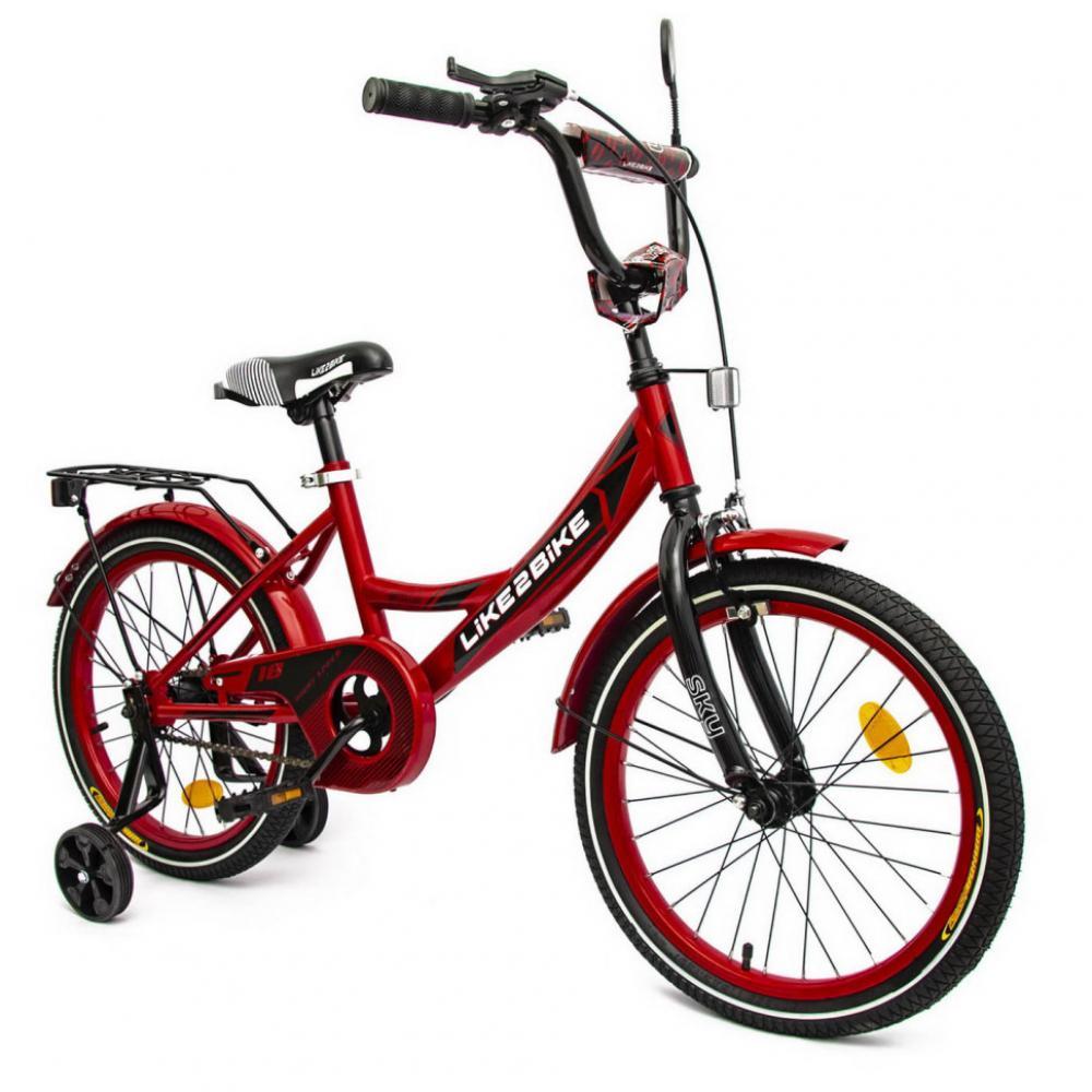 Велосипед дитячий 2-х колісний 18'' 211801 RL7T Like2bike Sky, бордовий, рама сталь, зі дзвінком
