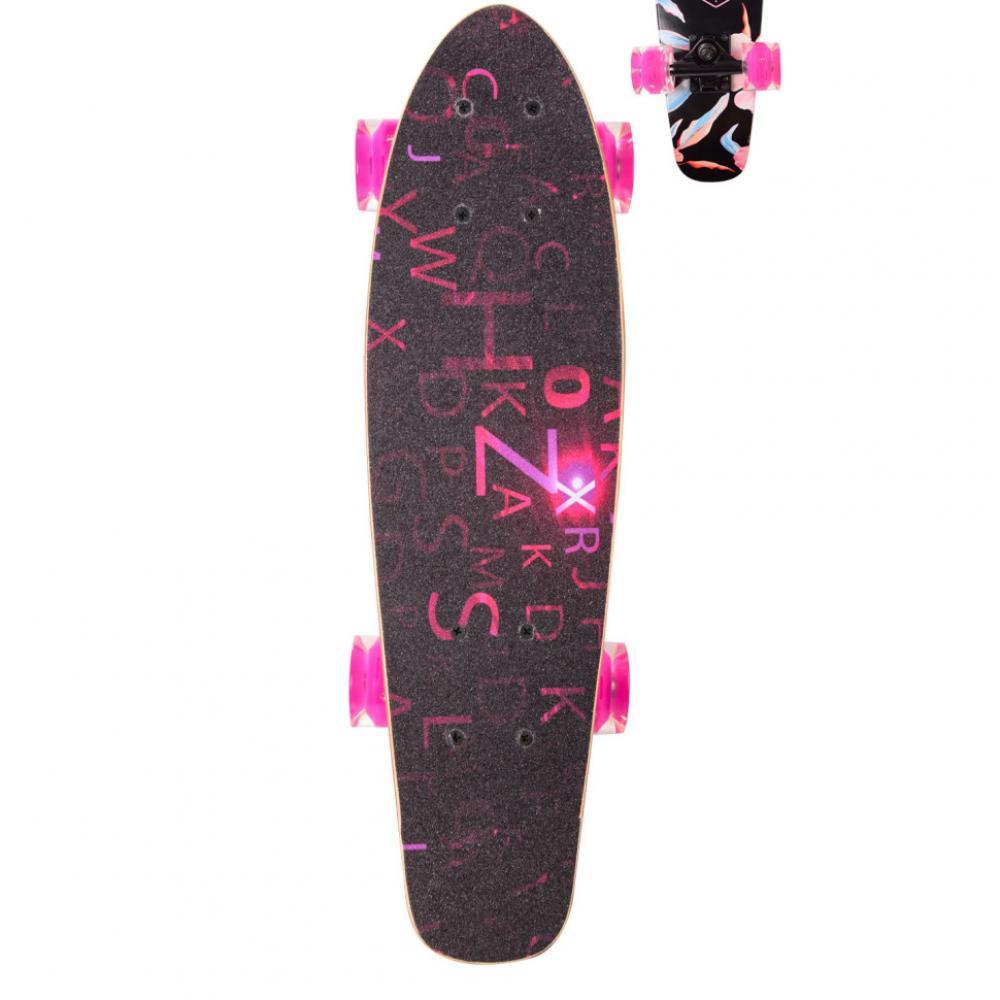 Детский скейт, лонгборд 22 LB21001 RL7T, колеса PU со светом Розовый