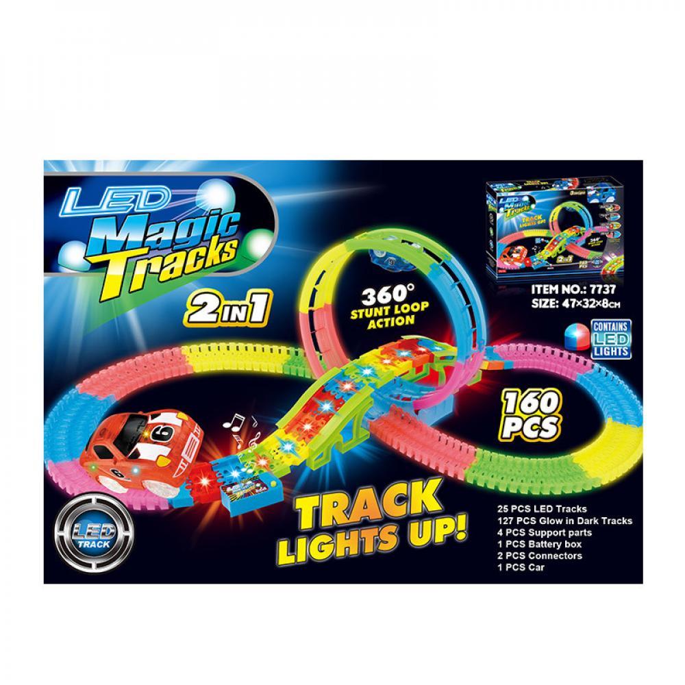 Детский Автотрек Magic Track A-Toys 7737 светящийся в темноте 160 деталей