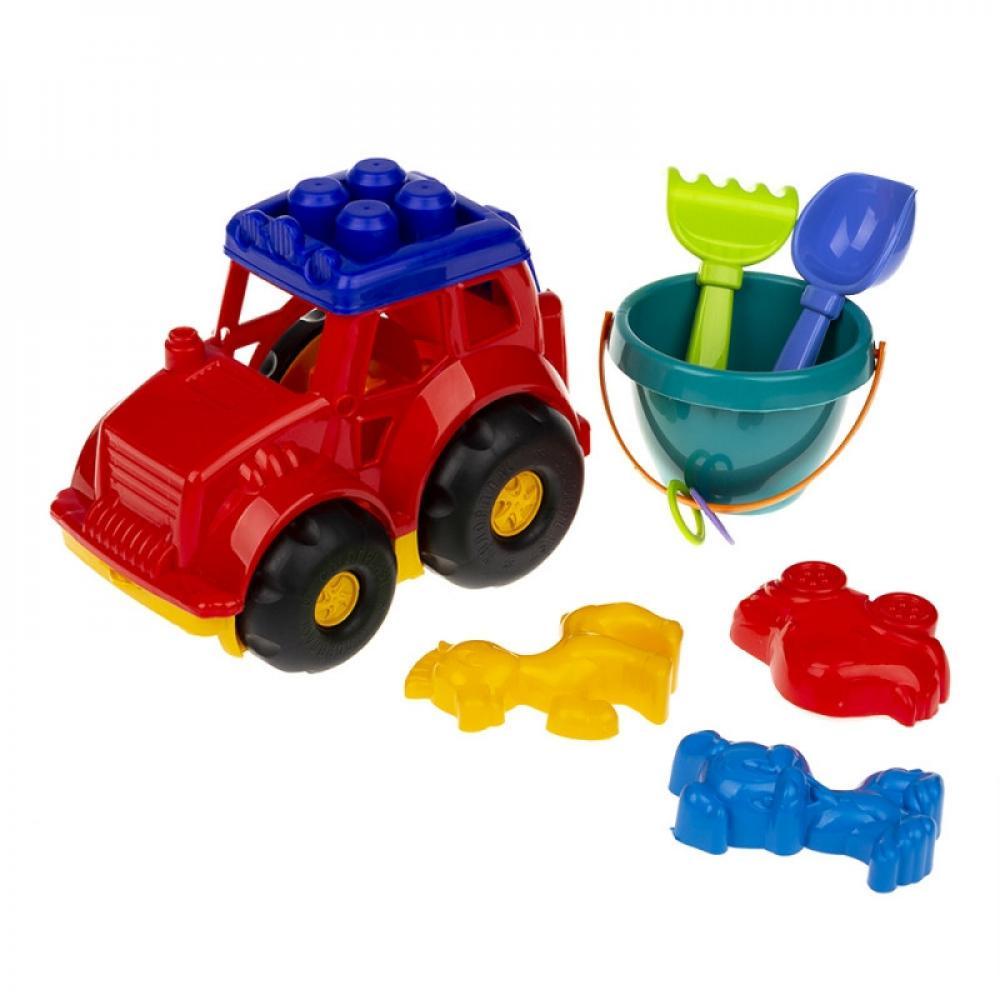 Песочный набор Трактор Кузнечик №3 Colorplast 0220 Красный