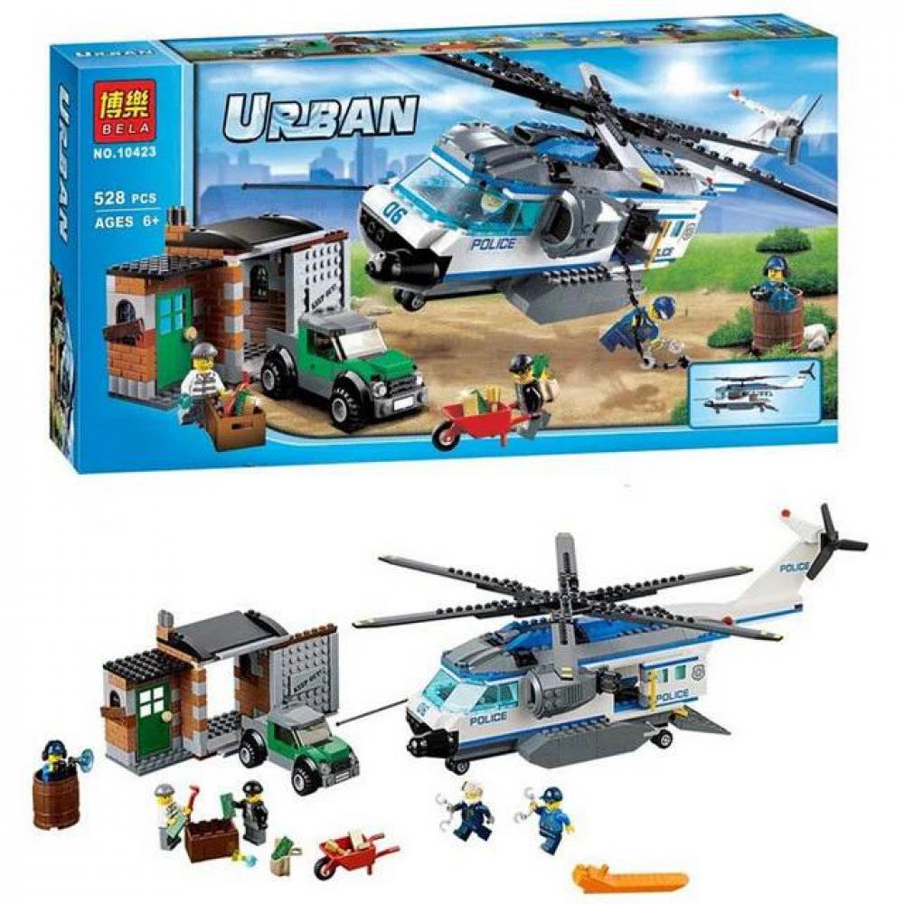 Конструктор Bela 10423 аналог Lego City 60046 Вертолётный патруль, 528 деталей