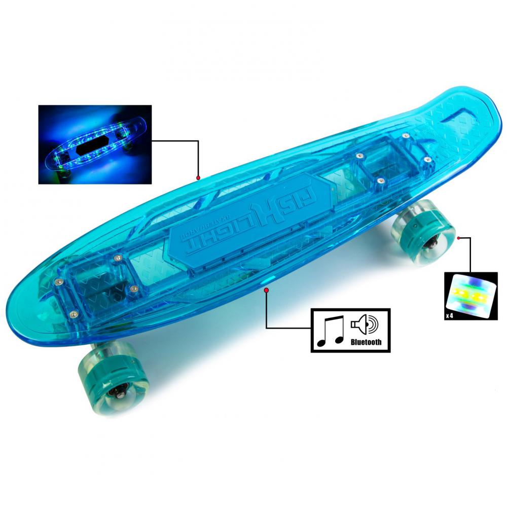 Penny Fish Skateboard Original Blue. Музыкальная и светящаяся дека!