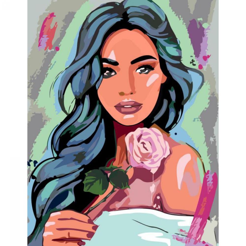 Картина по номерам. Rosa „Девушка с розой“ 35х45см N00013196