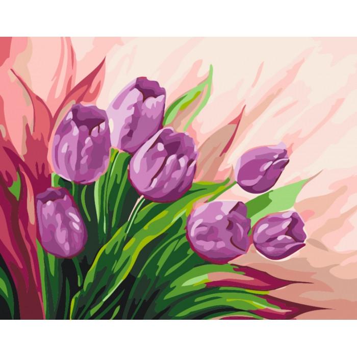 Картина по номерам. Цветы Персидские тюльпаны 40*50 * KHO2924